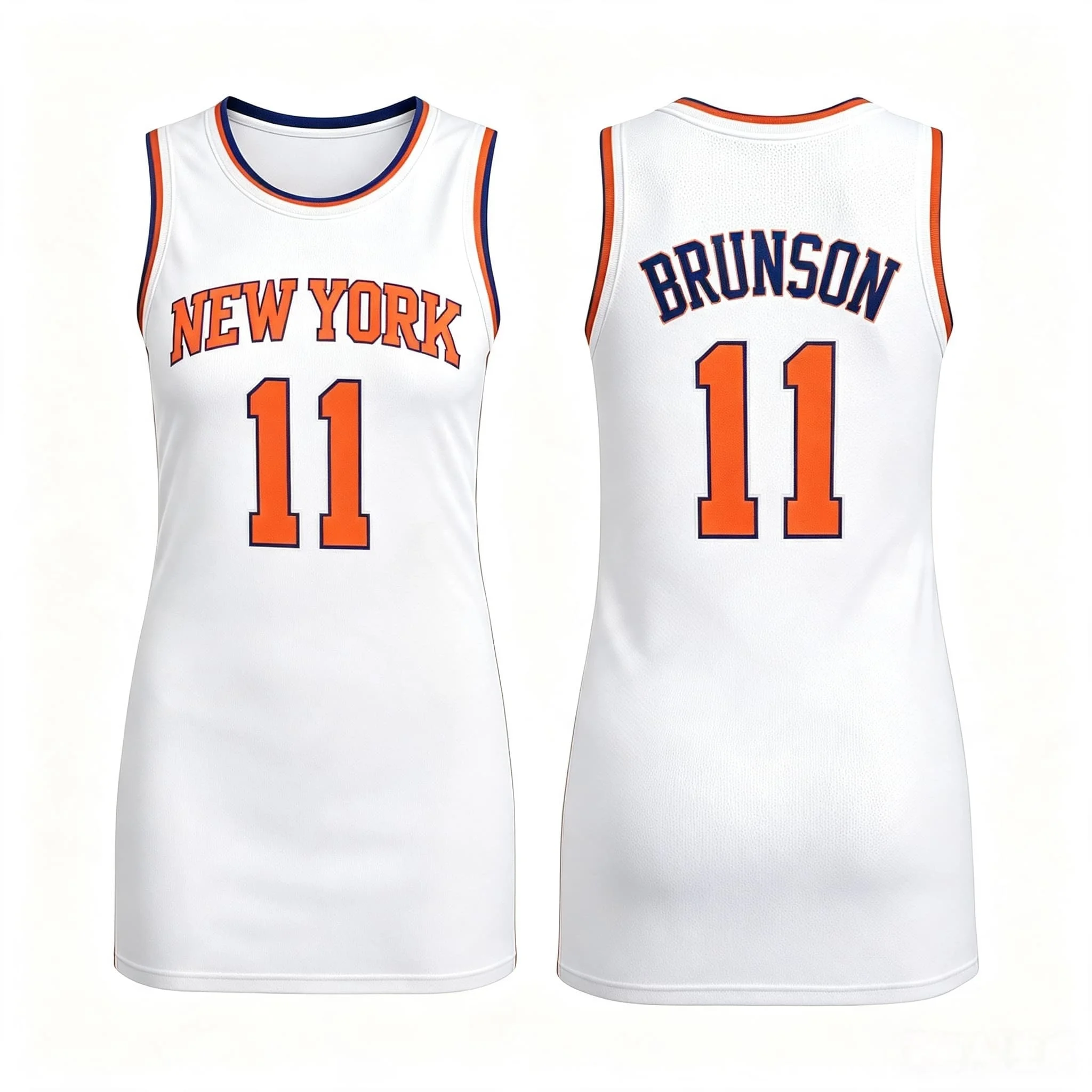 New York Brunson # 11 Jersey Ärmelloses Mesh-Kleid Damen Übergroßes Basketball-Fan Streetwear Mode Tank-Sportkleid – Detail 2