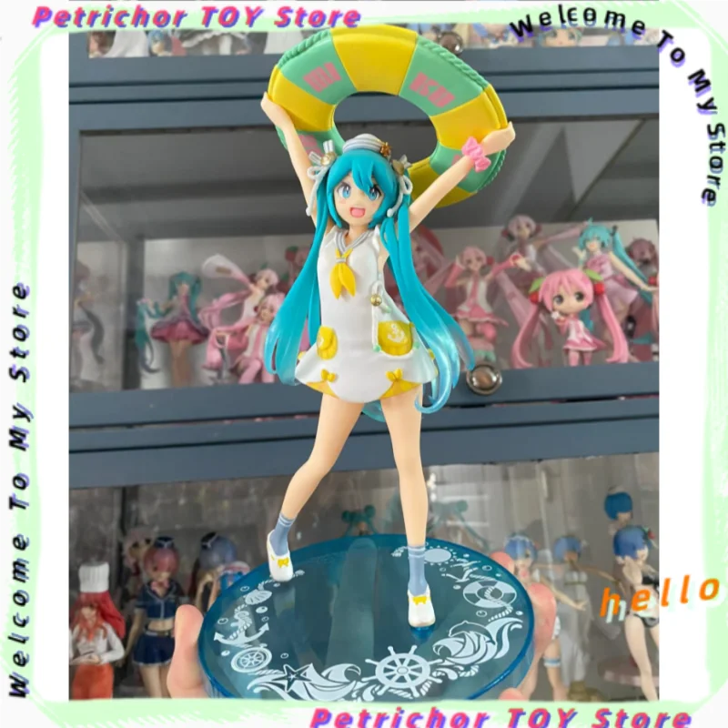 

Original Hatsune Miku Anime Figures Swimming Circle Miku Figurines Car Decoration Model Toys Fans Gift In Stock（New and unopened