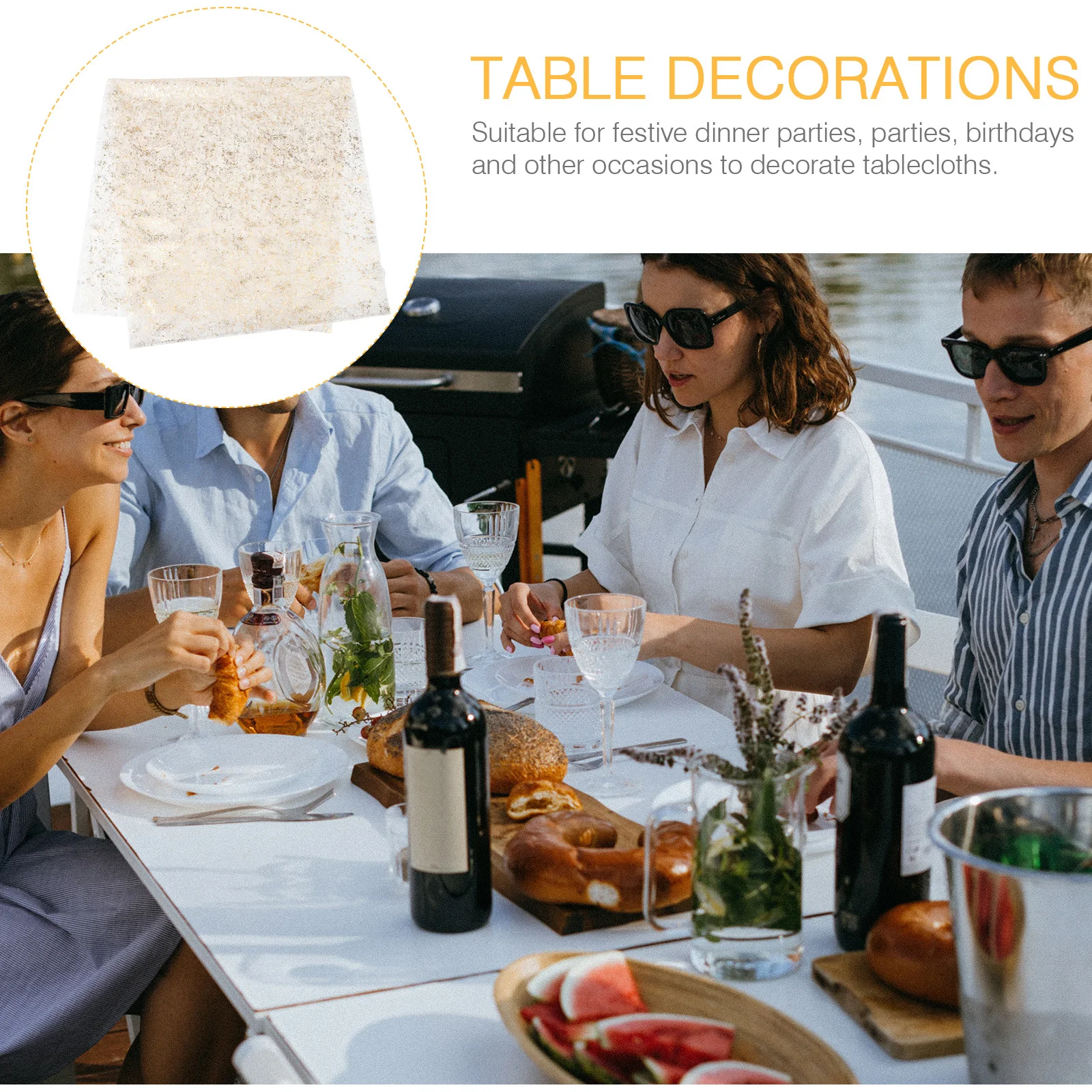 مفرش طاولة ذهبي شفاف مصنوع من مادة البوليستر المتلألئة لتزيين الطاولة الرومانسية وحفلات الزفاف وأعياد الميلاد وديكور المناسبات الفاخرة