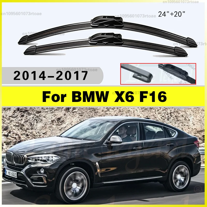 

24"+20" Car Wiper Blades U-type Soft Rubber For BMW X6 F16 2014 - 2017 2015 2016 Front Window Blades Car Accessories