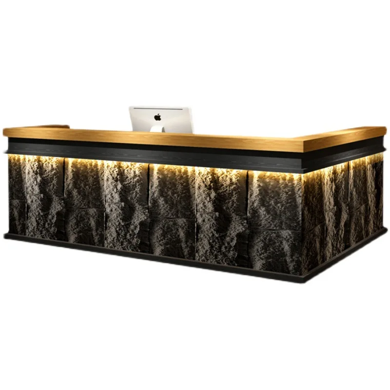 Meja Kasir Restoran Bar Gaya Cina Baru Homestay Mewah Meja Kasir Kayu Solid Perabot Meja Resepsionis JT40C