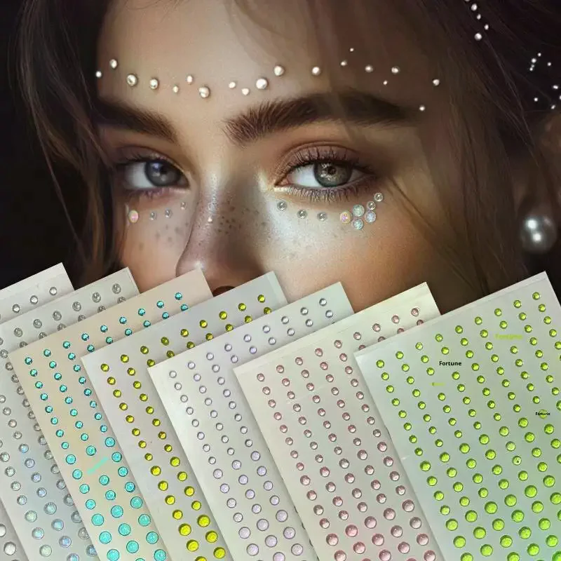 3/4/5/6mm 3D Rhinestone Eyes Face Makeup Temporary Tattoo Self Adhesive Clear Water Drop Stickers Festival Stage Body Art Decor
