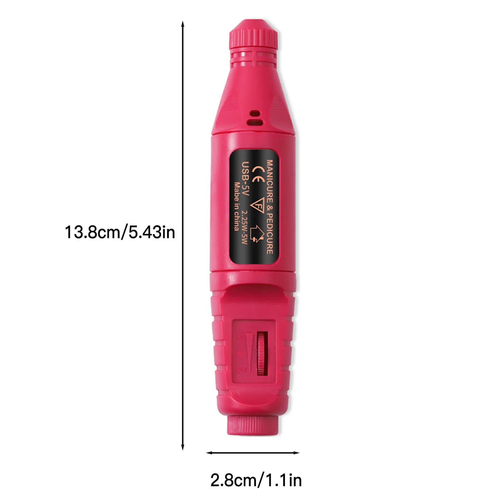 Elektryczny pilnik do paznokci, przenośne narzędzie do manicure i pedicure do paznokci akrylowych, usuwania żelu, polerowania, modelowania, pielęgnacji skórek, 13,8 cm