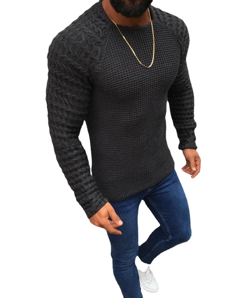 Maglione da uomo 2023 autunno/inverno tinta unita manica lunga girocollo pullover maglione lavorato a maglia per uomo