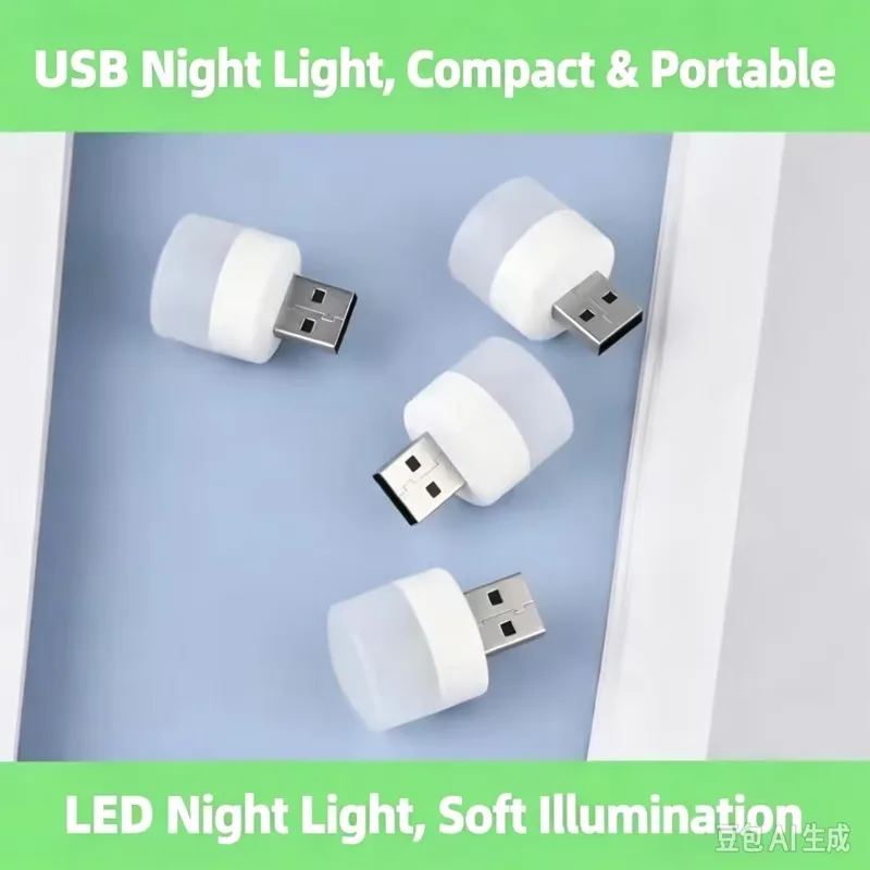 Mini USB Night Light Warm White LED Reading Light Eye Protection Plug-in Book Lamp for Computer Power Bank