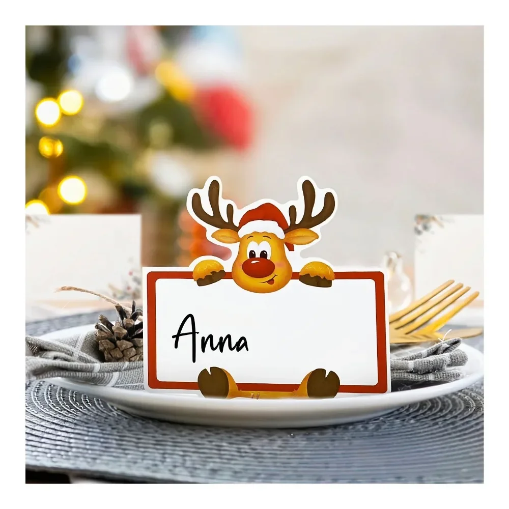 10/25/50 قطعة إِلْكَة عيد الميلاد الاطفال اسم مكان بطاقات الجلوس عدد الكرتون الجدول بطاقة عيد الميلاد حفلة عيد الميلاد بطاقة هدايا الطفل #5