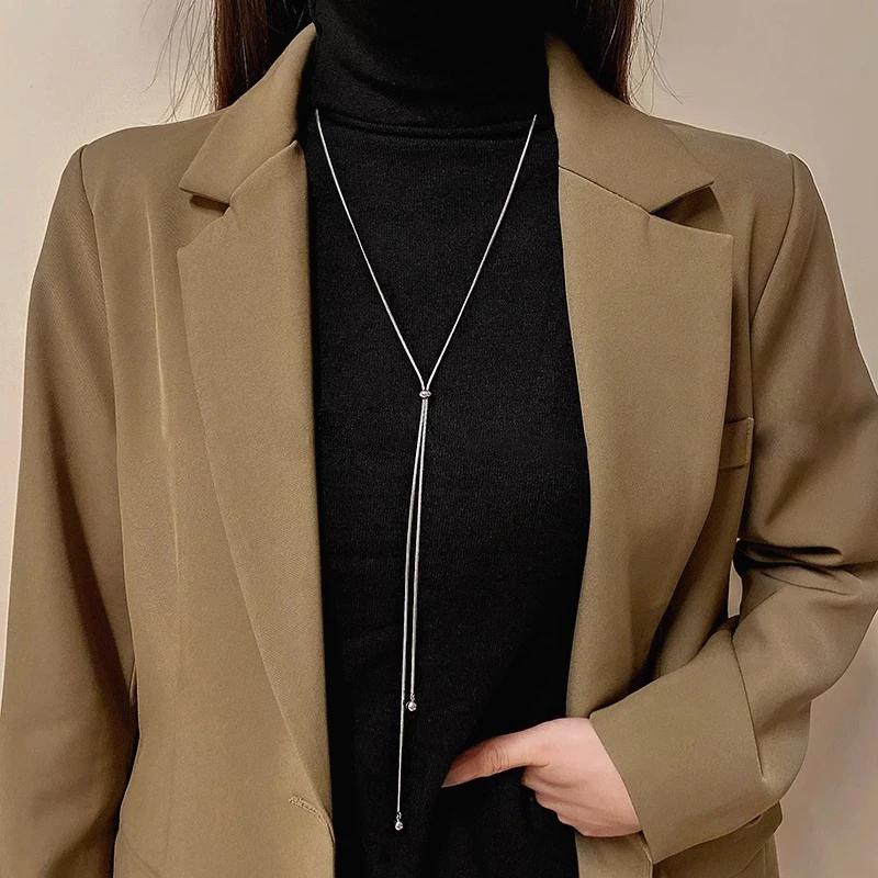Vintage grüne Kristallperlen-Anhänger-Halskette für Frauen, minimalistische handgefertigte Perlen, lange verstellbare Halskette, Halskette, Schmuck – Detail 2