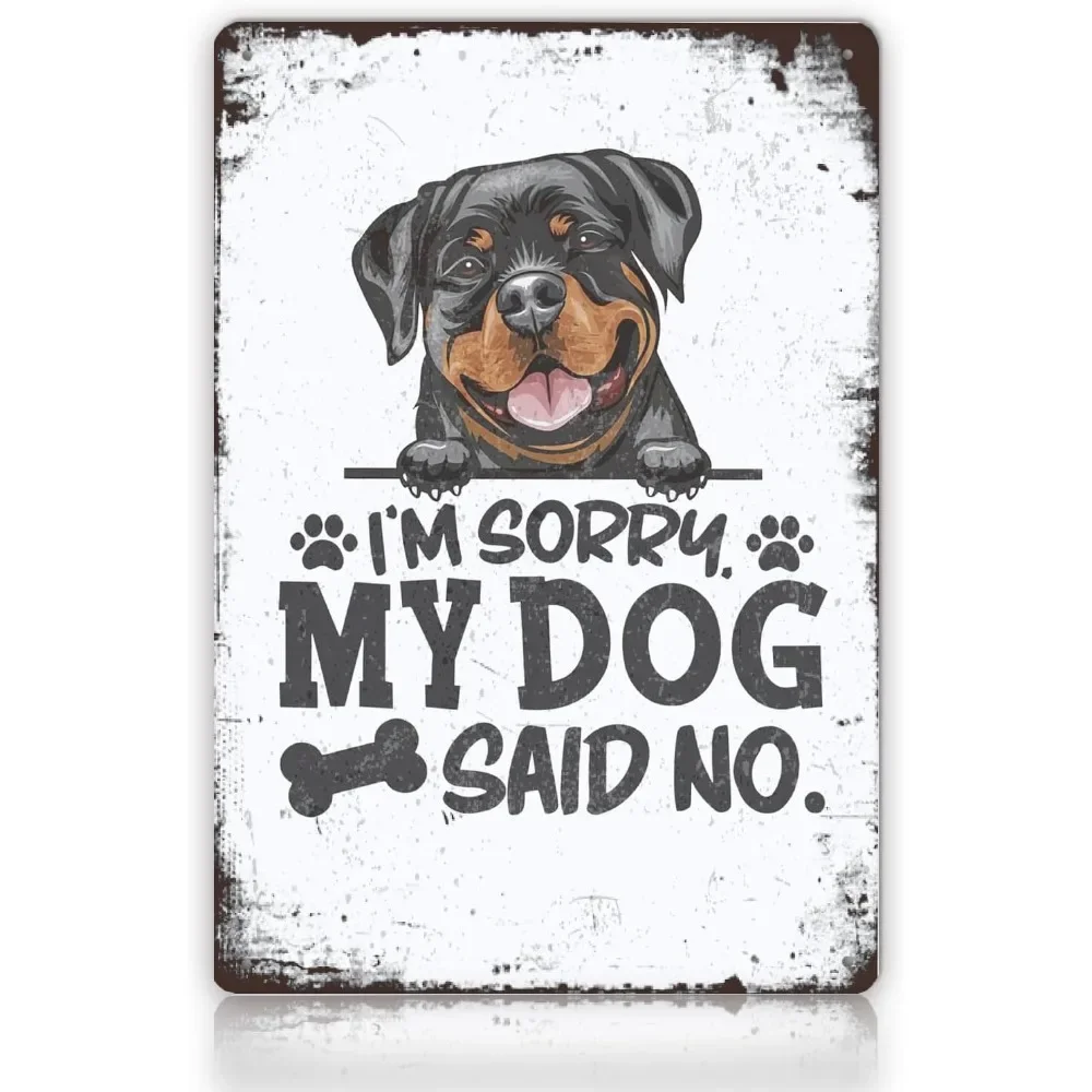 Vintage Rottweiler Metal Signs, Funny Rottweiler Dog Metal Tin Sign, Gifts for Women Men, Dog Signs