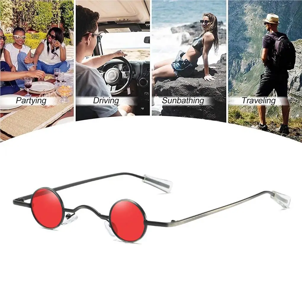 Sunglasses Rock Punk Glass Men Women Vintage Style Mirror Multi-colored Circle Eye Protection Anti-UV Sun Glasses