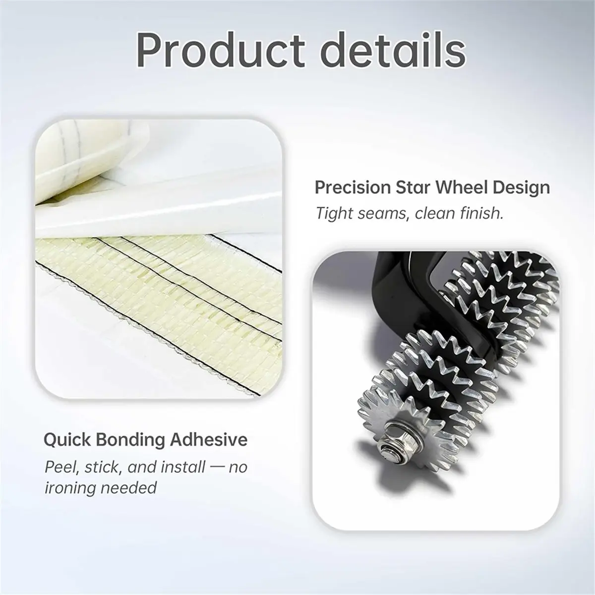 

Ремкомплект для ковров с 5-дюймовым роликовым швом звездообразного колеса и двусторонней лентой для соединения ковров, комплект для ремонта ковров своими руками