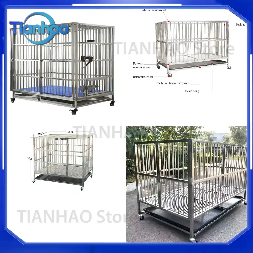 High Quality Professional Veterinary Folded Stainless Steel Running Hospital Cage Dog Kennel for EUR PET for Vet Clinic