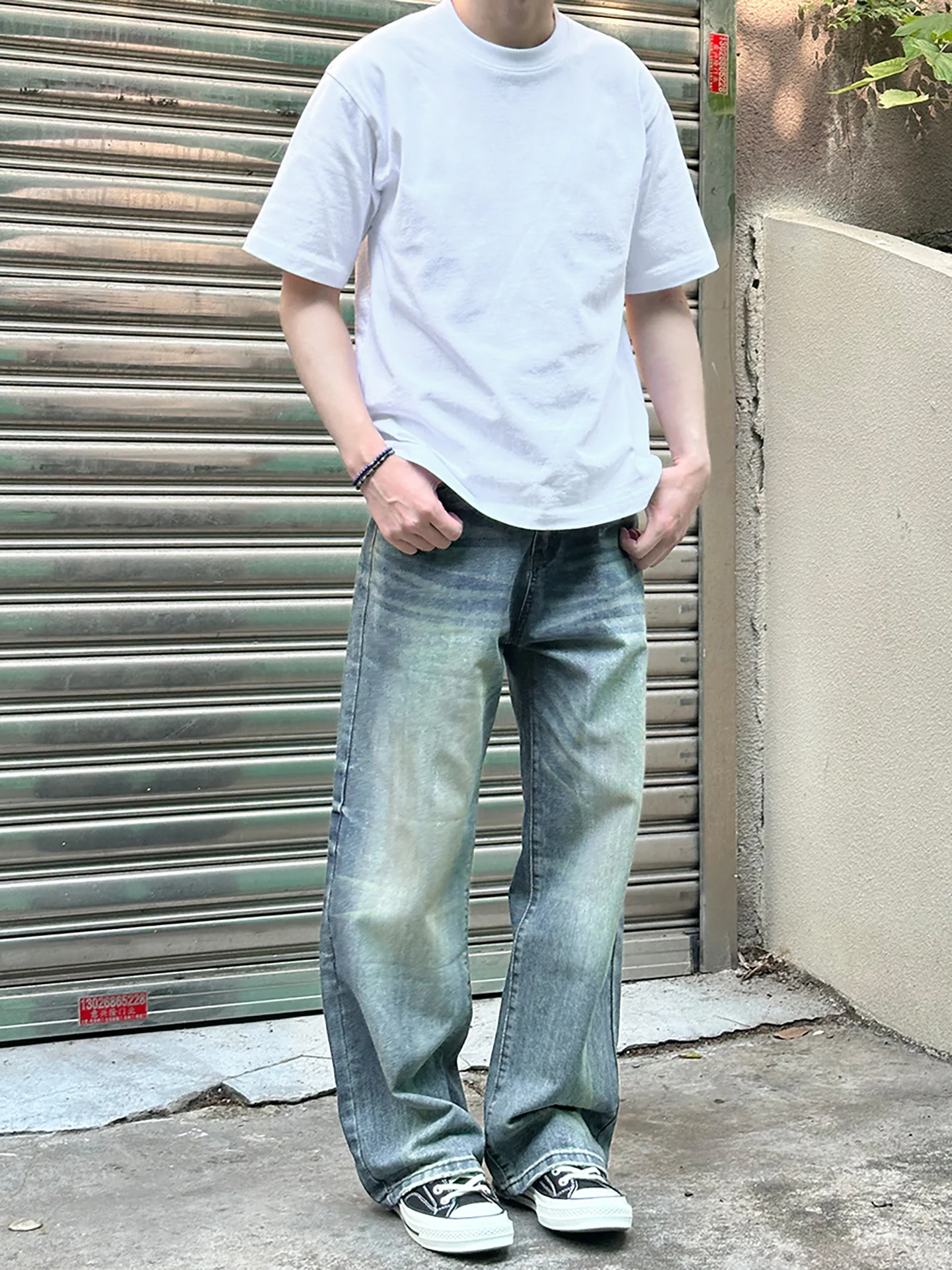 Американские джинсы в стиле ретро Cleanfit, свободные повседневные прямые длинные брюки для мужчин и женщин, джинсы из хлопка и полиэстера с завязками