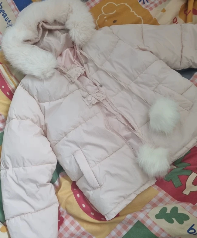Winter New Sweet Cute Girls Pink Hooded Cotton Coat Loose Warm Zipper Clothes Slimming Long Sleeve Parkas Jacket for Women