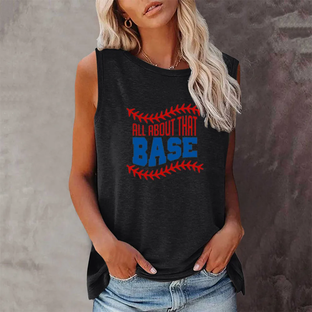 Seeyoushy All about That Base 2023 New Summer Women's T-shirt Fashion Women's Sleeveless O-neck T-shirt Harajuku Ropa Para Mujer