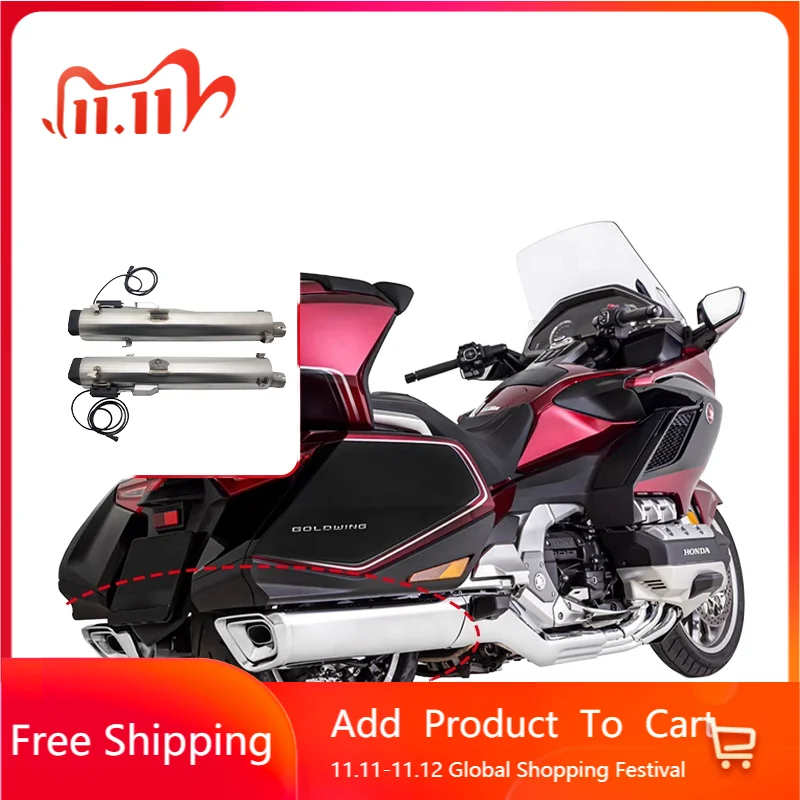 

STLF GoldWing Fit GL1800 Stainless Steel Motorcycle Exhaust System Electronically Adjustable Performance Sport Cover New Conditi