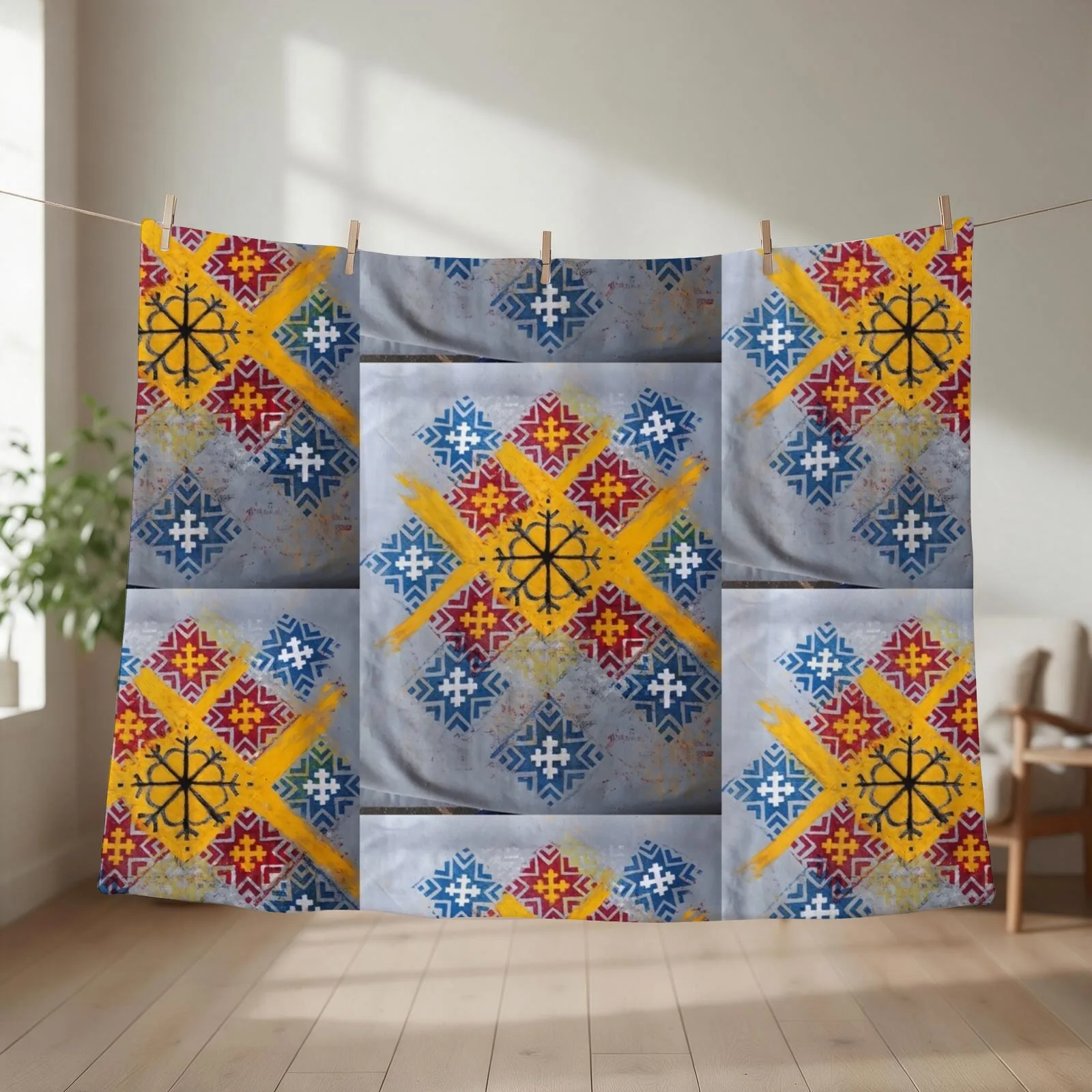 Latvian Power symbols : Sun and Morning Star Throw Blanket Beach Blankets Sofas Of Decoration Moving Sofa Throw Blankets