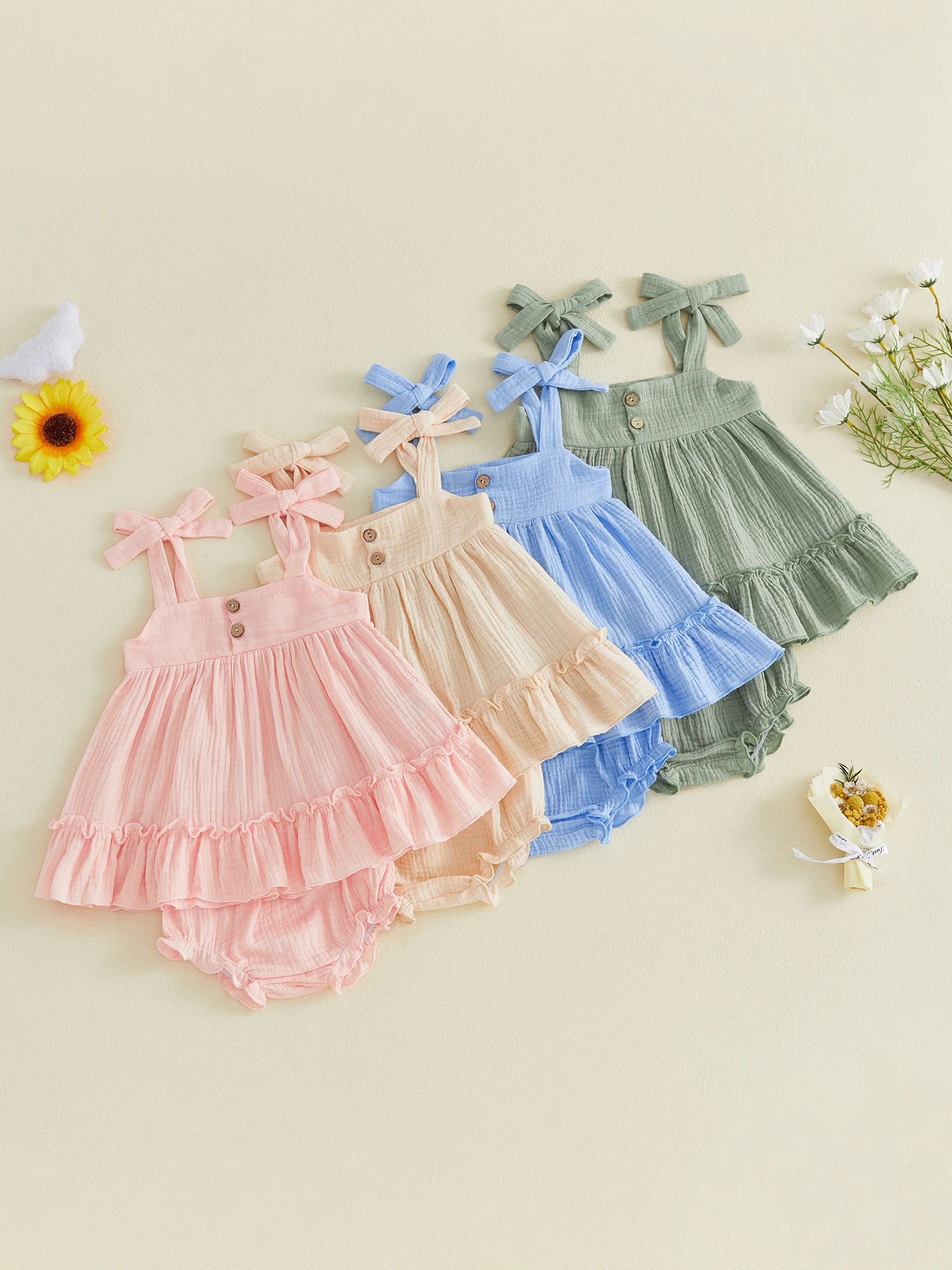 

Adorable Toddler Girls Sleeveless Top and Shorts Set with Sweet Ruffle Details for Summer Outfit 2 Pieces Set
