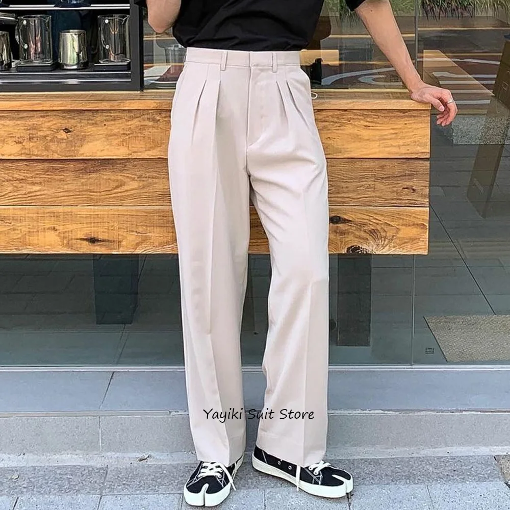 

Men's Tailoring Pants for Man Solid Color Polyester Straight Leg Business Casual Trousers Work Trouser Classic Clothing
