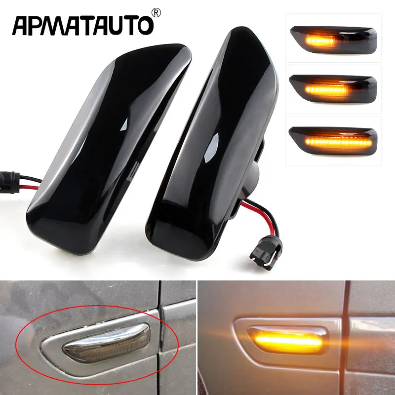 2Pcs Dynamic For Volvo V70 S60 S80 XC70 XC90 2000-2009 2Pcs LED Front Side Marker Turn Signal Indicator Lamp Light