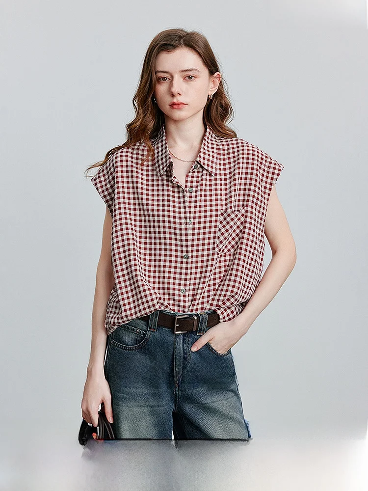 

Женский открытый кардиган средней длины с широкими плечами, новинка лета 2025 г., морской клетчатый топ, повседневный удобный свободный крой