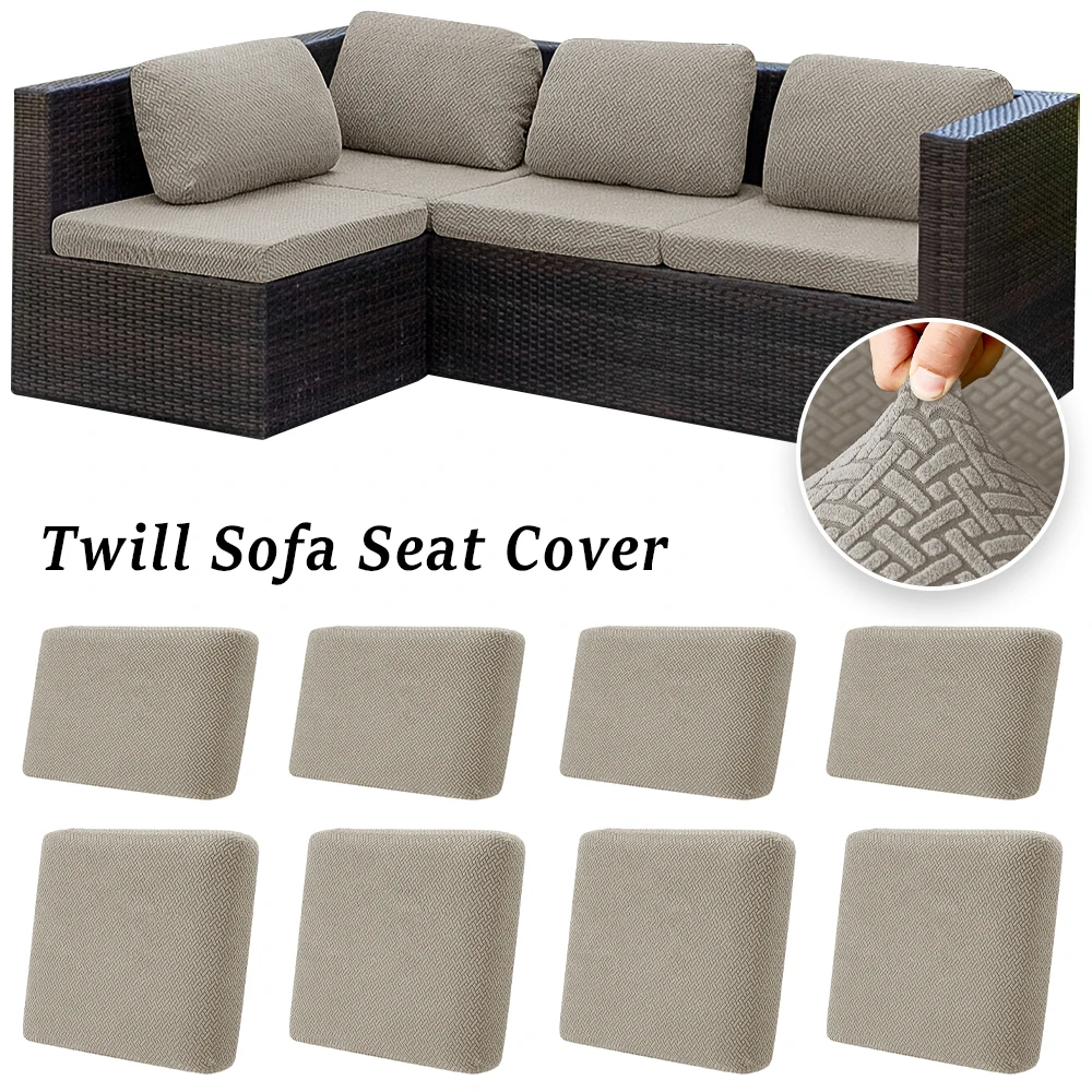 Twill Jacquard Patio Bankhoes Elastische Effen Kleur Bank Beschermhoes Duurzaam Antislip Installatie Gemakkelijke Stoelhoezen Tuin - afbeelding 2