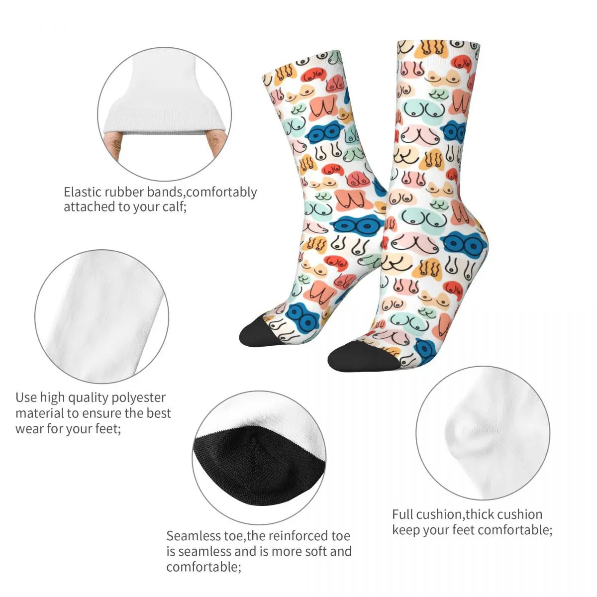 New Male Men Socks Hip Hop Boobs Cartoon Sock Polyester Graphic Women Socks Spring Summer Autumn Winter