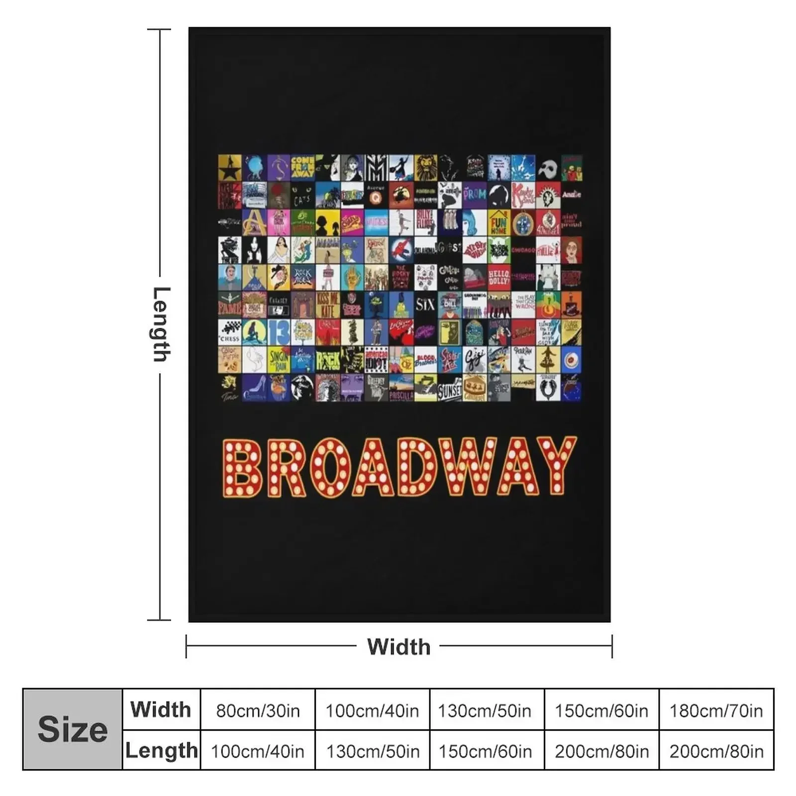 Broadway Musical Theatre Logos - Hand Drawn Throw Blanket Soft Big Hairy Custom Stuffeds funny gift Blankets