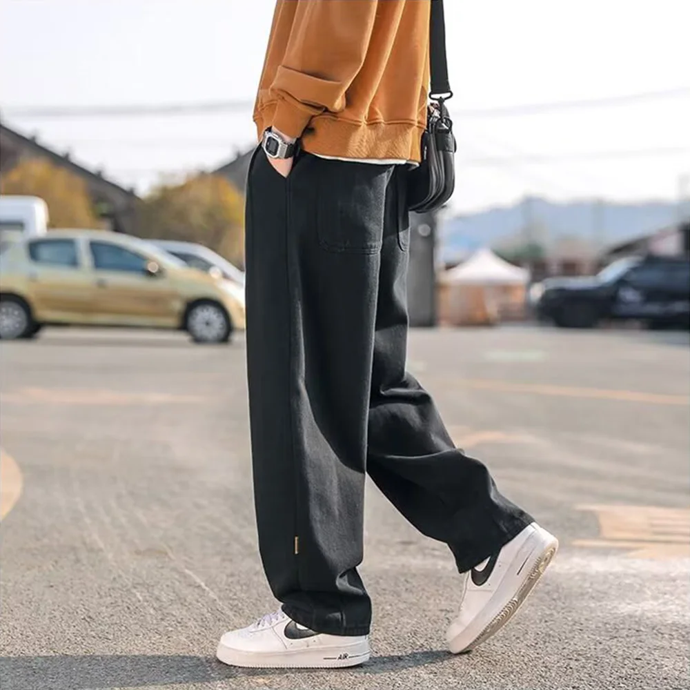 GROOMXLUXE Plus Size Men's Overalls Loose Straight Wide-Leg Casual Long Pants Oversize American Style Streetwear Bottoms 4XL-8XL