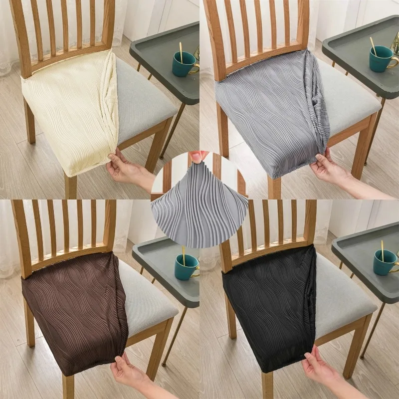 Ripple Jacquard Dining Chair Seat Covers Elastic Chair Cover Stretch Chairs Protector Dust Proof Seat Cover for Living Room Home