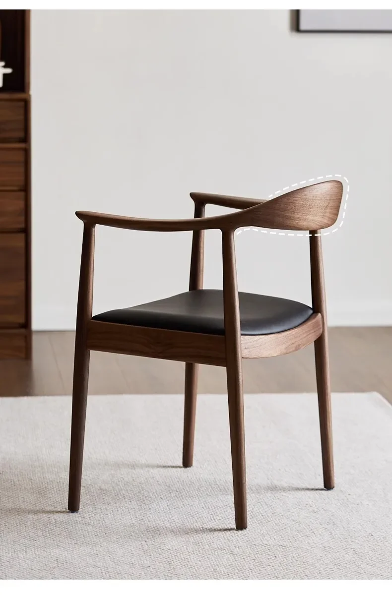 

Medieval all solid wood Kennedy presidential chair armrest back horn office leisure Nordic Hiroshima study dining chair