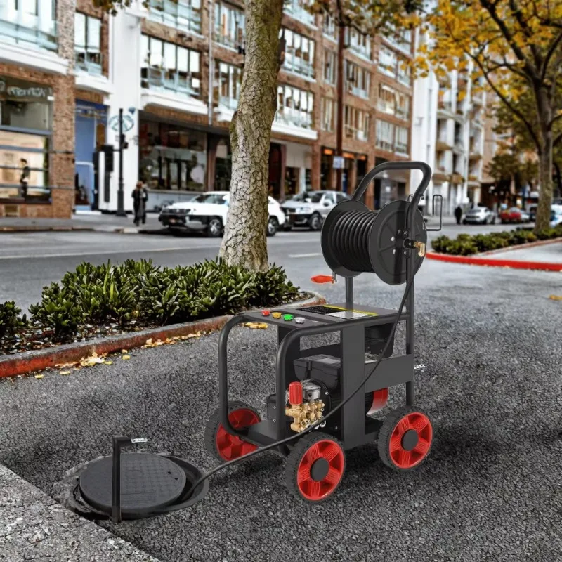 New 3KW 220V High-Pressure Heavy Sewer Dredging Machine Electric Cold Water Cleaning 150bar Small Pipe Cleaning
