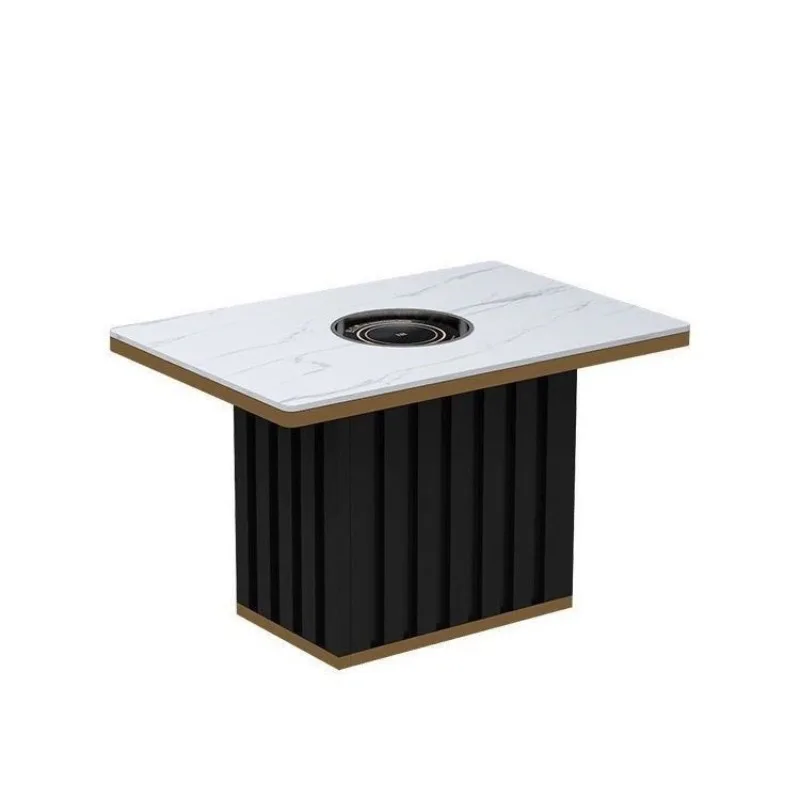 Slate marble hot pot table, induction cooker, commercial integrated smokeless barbecue table, chair, sofa booth combination