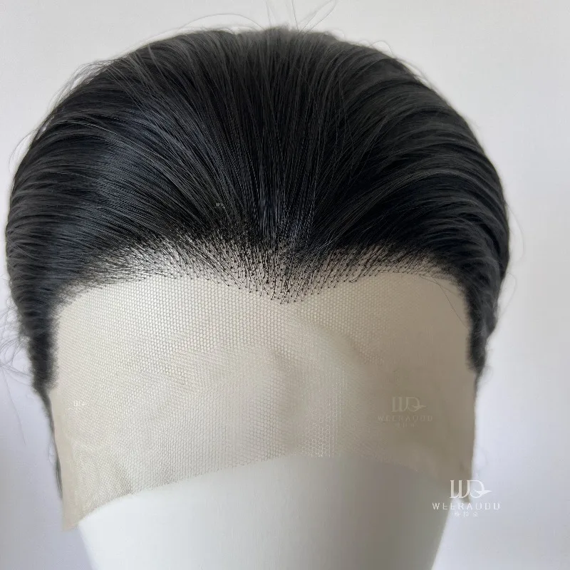 Looook Store Black Front Lace Short Hair Wig Men's Three Pointed Back Head cos
