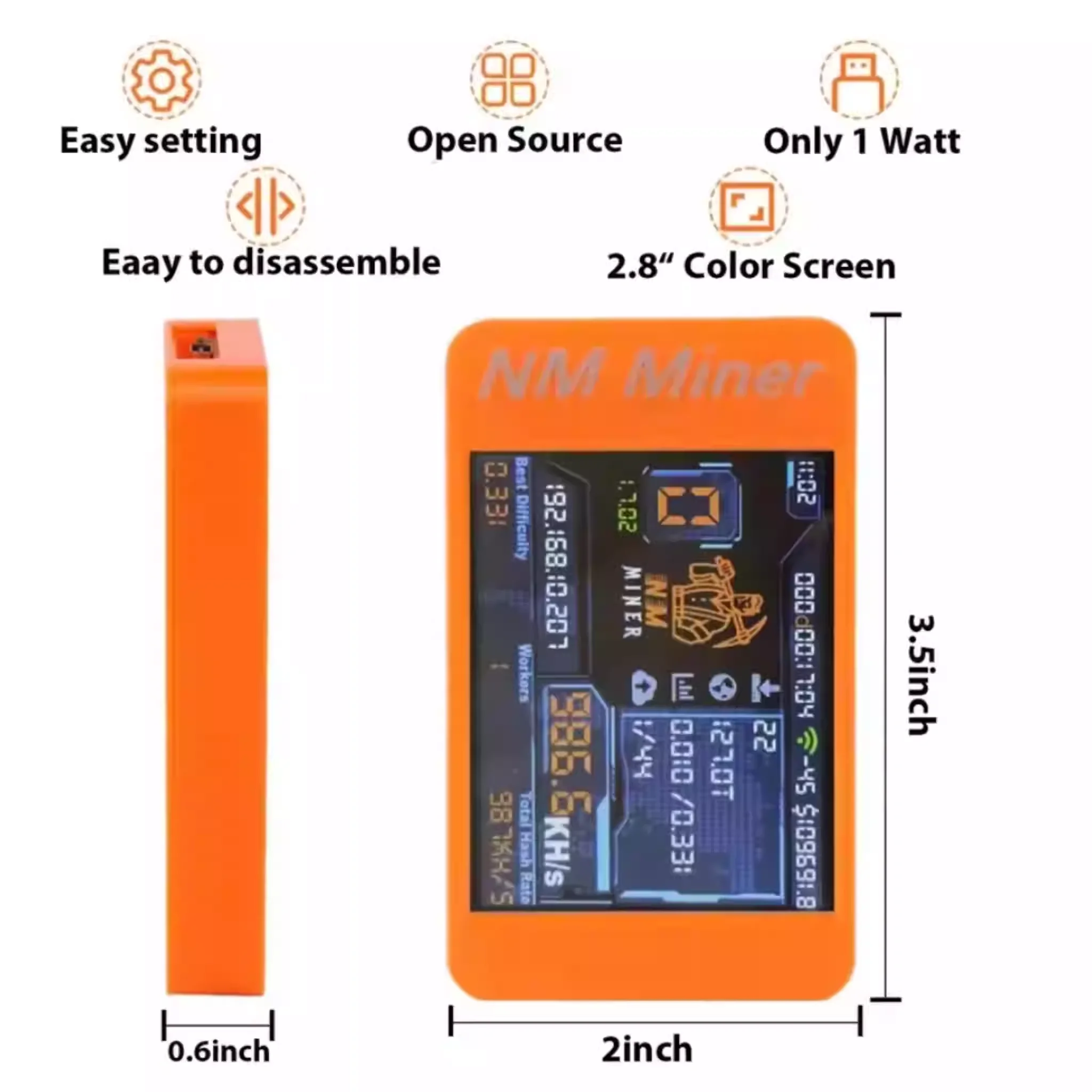 nerdminer V2 lotto machine nMMiner 1000Kh/s 2.8-inch large screen touch screen WiFi solo