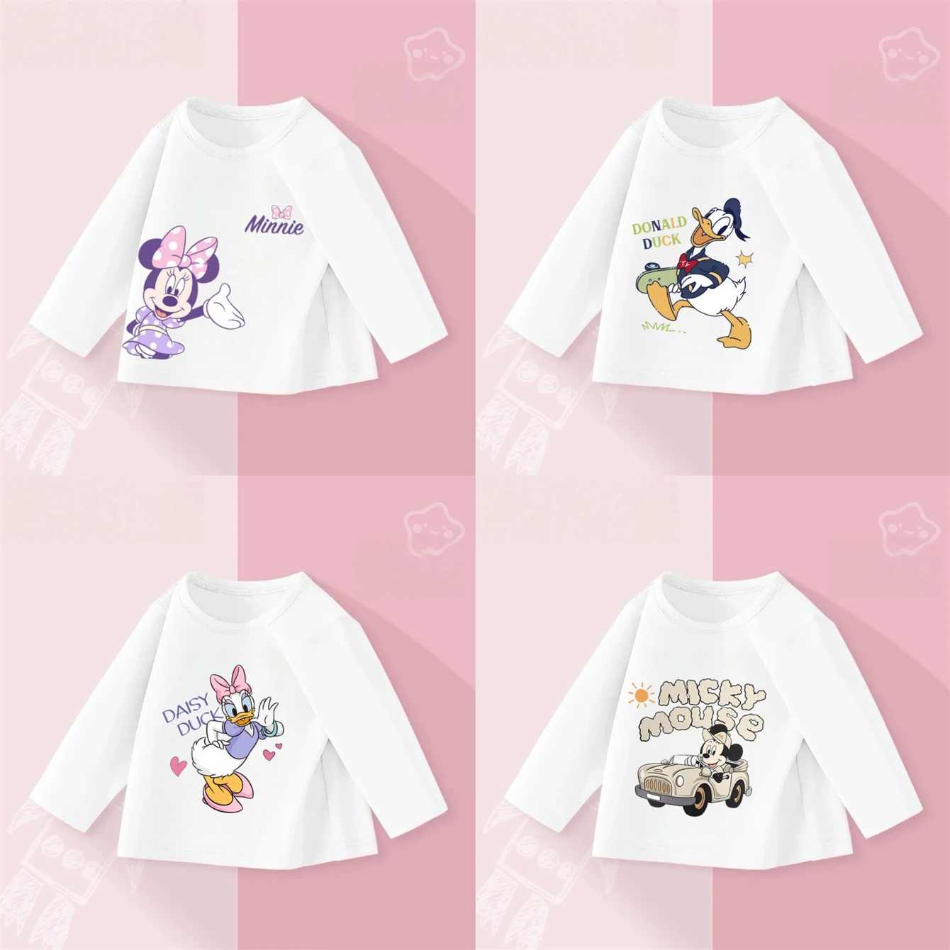 

Minnie Daisy Duck Print TShirt Cartoon Cute Round Neck Tops Loose Casual Clothing Toddler New Design T-shirt Solid Color Tees