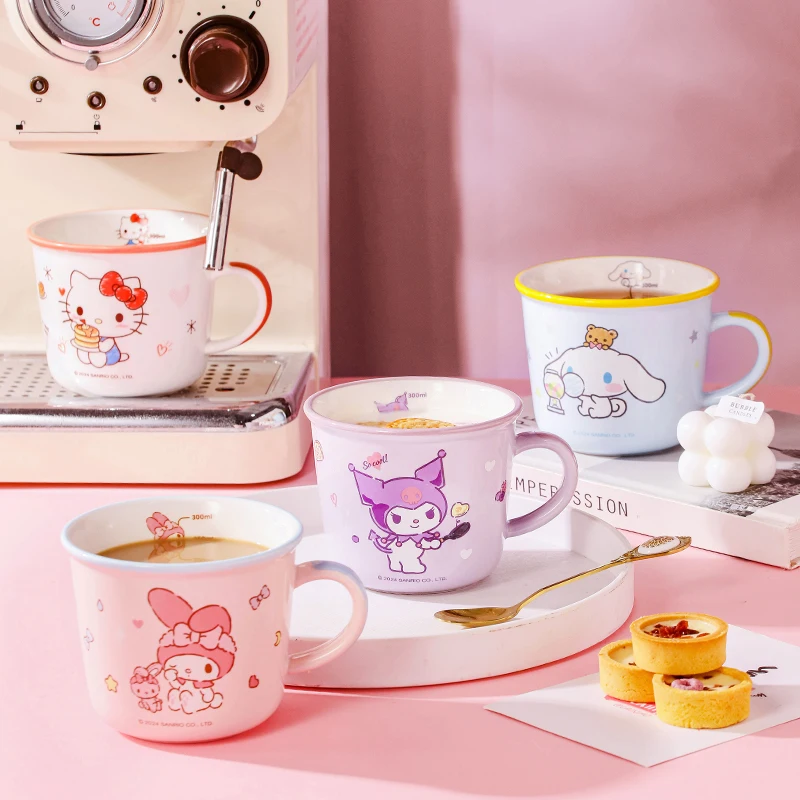 340Ml Sanrio Cartoon Hello Kitty My Melody Cinnamoroll Kuromi Ceramic Box Mug Kawaii Water Cups Milk Cup Kid Pretty Gift