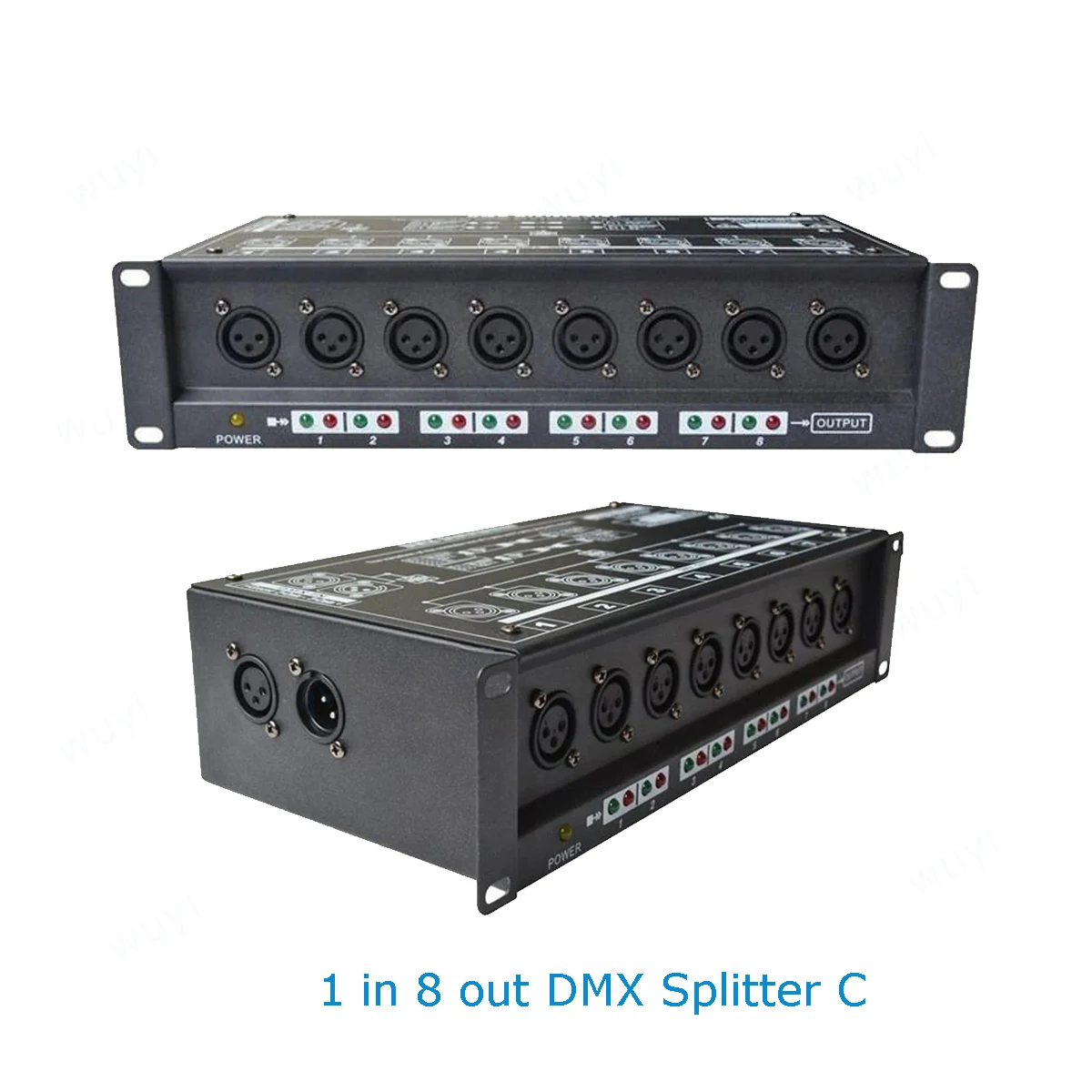 Distribuidor divisor de señal RDM DMX512 de 8 canales, amplificador aislado, expansor, 3 pines, 1 pulgada, 2 entradas, 8 salidas, enchufe Neutrik XLR