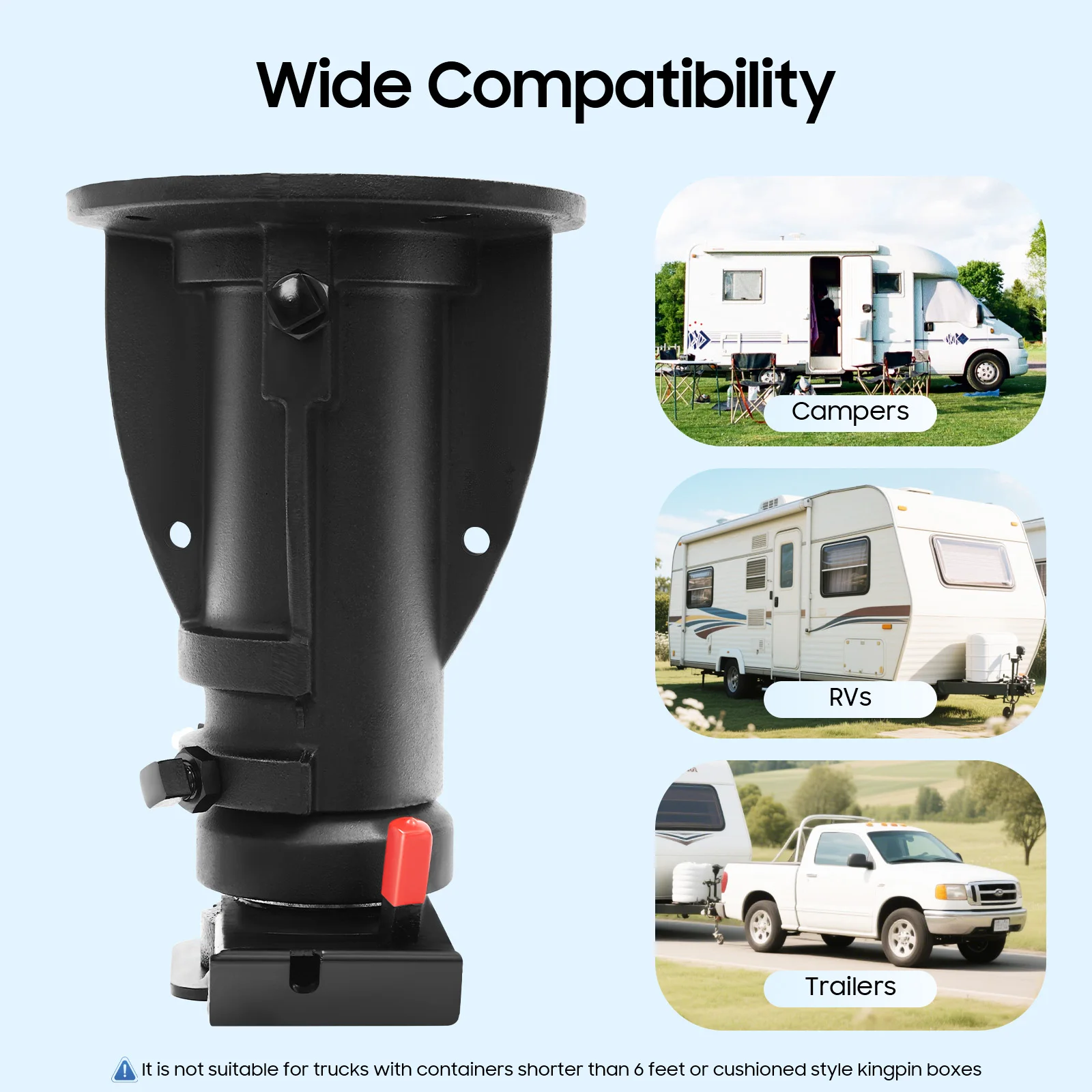 C5G1216 Cushioned 5th Wheel to Gooseneck Adapter, 12-16 Inch Adjustable Height, 20000 LBS Max Towing Capacity for RV Camper Trailer Kingpin Box