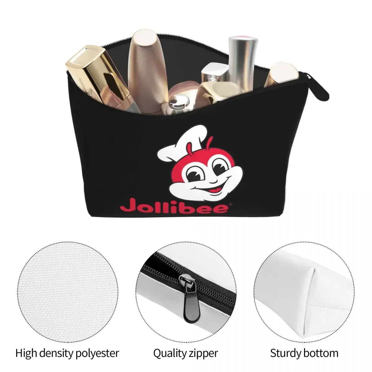 Retro Jollibee Women Cosmetic Bags Travel Makeup Organizer Pouch Toiletry Storage Dopp Kit Case