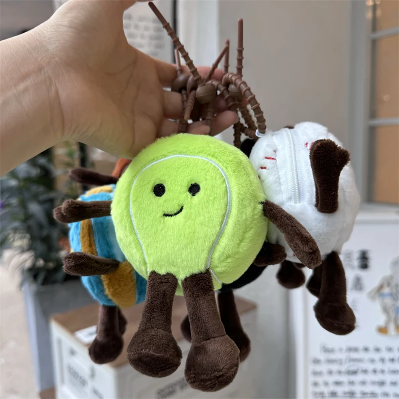 Cute Sports Ball Plush Toy Collection Tennis Basketball Football Baseball Volleyball Stuffed Dolls Keychain Gift For Sports Fans