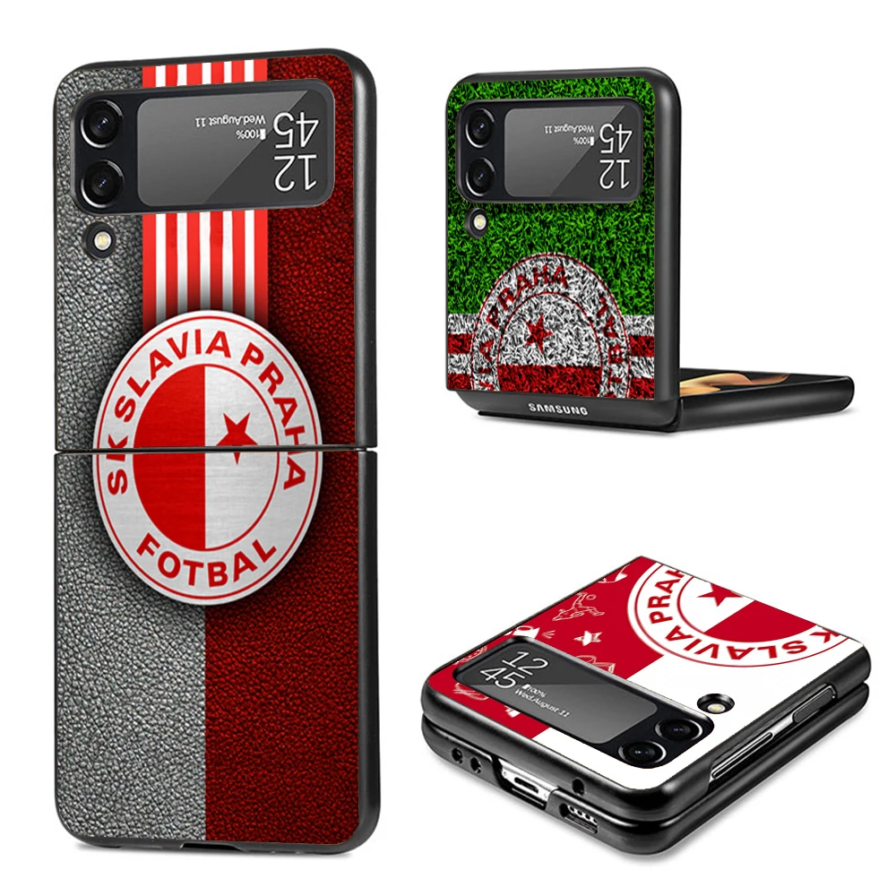 Sk Slavia Praha Czech Republic Phone Case for Samsung Galaxy Z Flip3 5G Flip4 Flip5 Black Hard Cover Z Flip 5 4 3 PC Shell Zflip