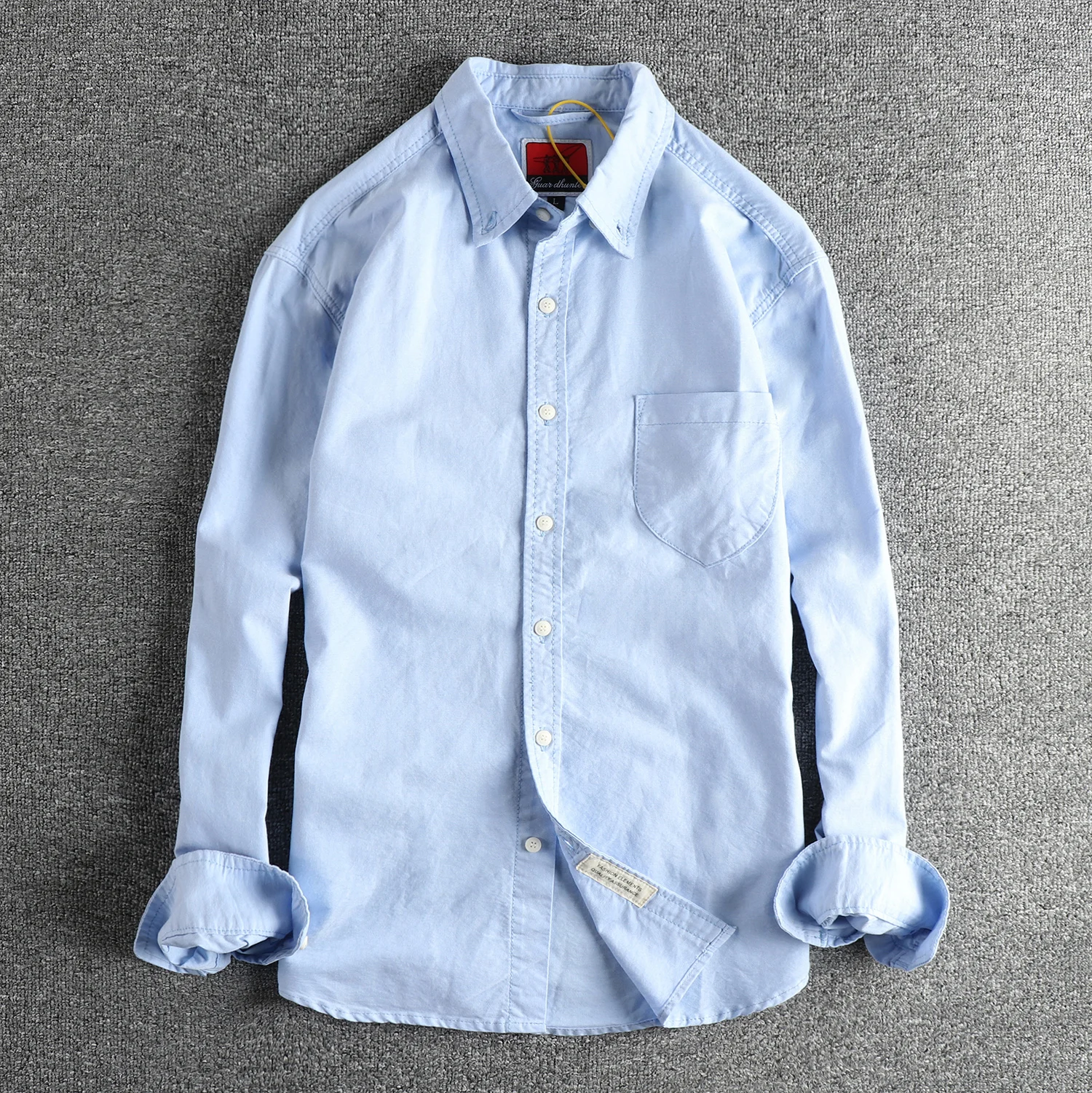 

Новинка весны 2024, японская оксфордская рубашка с длинными рукавами и лацканами в стиле ретро, мужские простые повседневные блузки из 100% хлопка с карманами