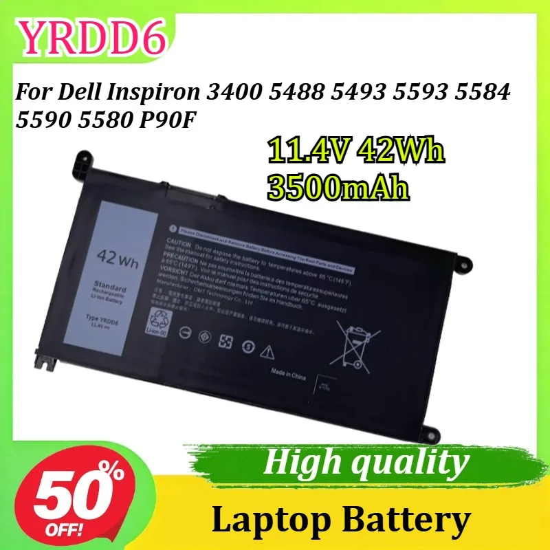 

YRDD6 11.4V 3500mAh 42Wh for Dell Inspiron 3400 5488 5493 5593 5584 5590 5580 P90F Laptop Battery