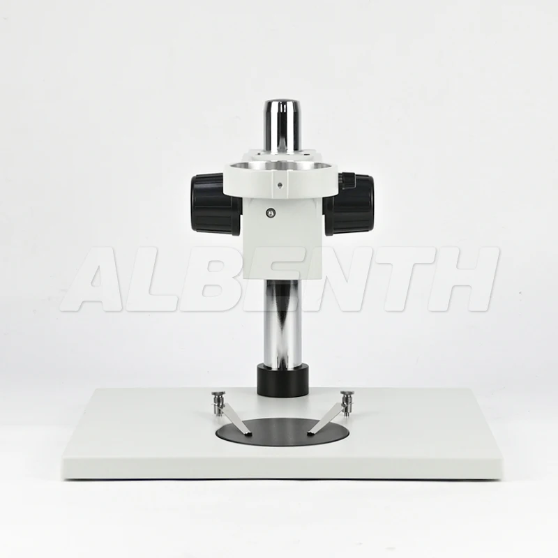 Albenth Microscope Stand 76mm Coarse Focus Track Stand With Φ95mm Black White Contrast Plate For Zoom Stereo Microscope Head