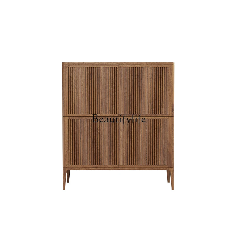 Italian modern simple light luxury solid wood storage side cabinet chest cabinet