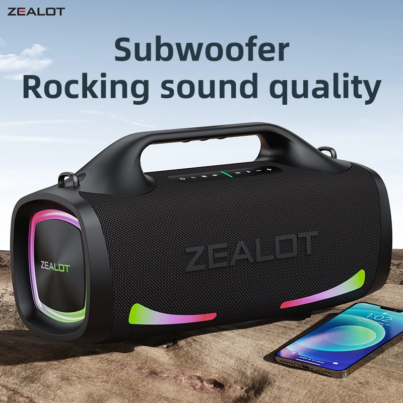 

ZEALOT-S79 Portable Speaker 100W High Power Bluetooth Speakers RGB Colorful Light 3D Stereo Surround TWS Boom Box