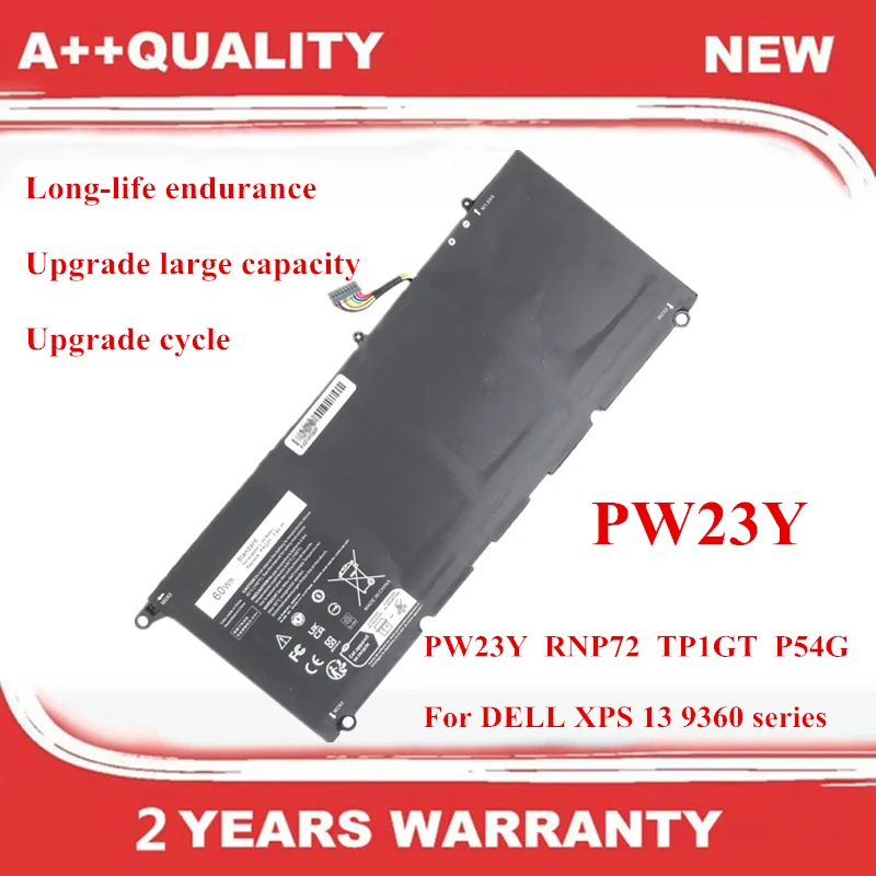 

PW23Y Laptop Battery for For Dell XPS 13 9360 Series TP1GT 0TP1GT RNP72 0RNP72 7.6V 60Wh