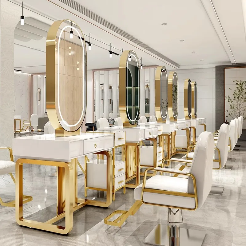Hair salon mirror mirror table integrated hair salon special with light