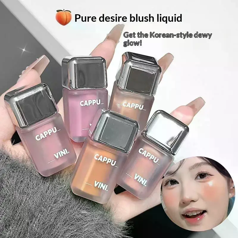Cappuvini Matte Liquid Blush Velvet Blusher Orange Peach Face Pigment Lasting Beauty Natural Cheek Tint Cream Blush Makeup