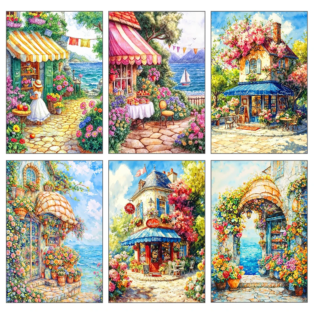 

Landscape European Town Diamond Painting DIY Full Round/Square Rhinestone Inlay Cross Stitch Kit Home Decoration Gift